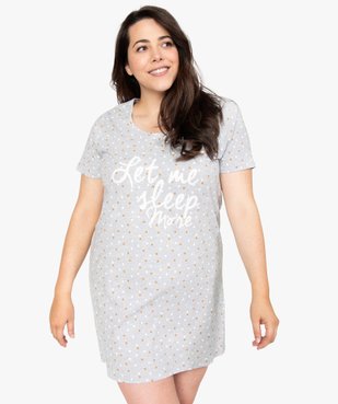 Chemise de nuit femme grande taille à manches courtes avec motifs vue1 - GEMO(HOMWR FEM) - GEMO