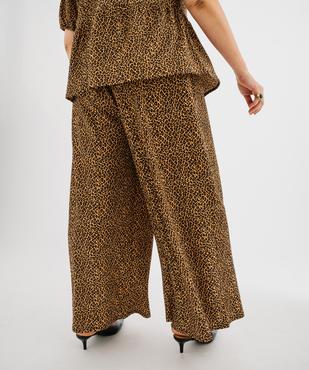Pantalon fluide en maille gaufrée à motif léopard femme grande taille vue3 - GEMO 4G GT - GEMO