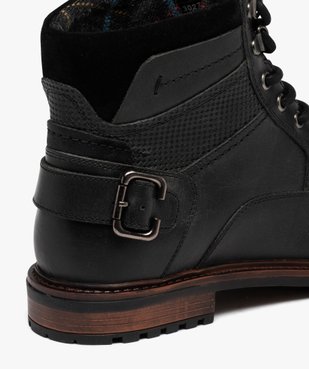 Boots homme dessus en cuir uni à lacets et bride à boucle arrière  vue6 - GEMO (CASUAL) - GEMO