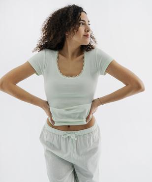 Haut de pyjama en maille côtelée femme vue1 - GEMO 4G FEMME - GEMO