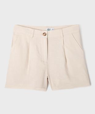 Short à pinces en viscose et lin fille vue6 - GEMO 4G FILLE - GEMO