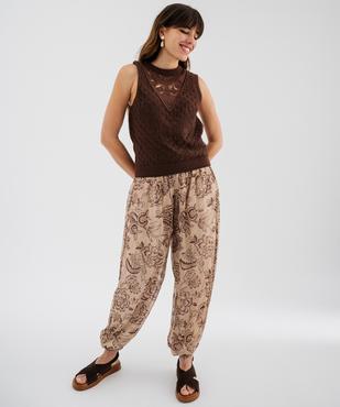 Pull sans manches en maille ajourée avec plastron femme vue4 - GEMO 4G FEMME - GEMO