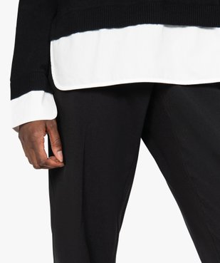 Pantalon femme aspect lainage avec taille élastiquée vue2 - GEMO(FEMME PAP) - GEMO