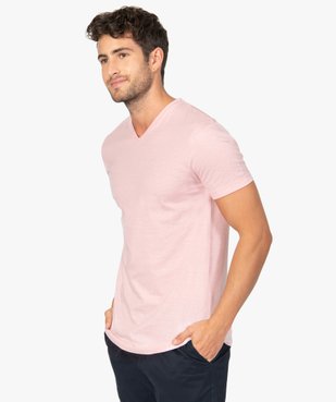 Tee-shirt homme à manches courtes et col V coupe slim vue1 - GEMO (HOMME) - GEMO