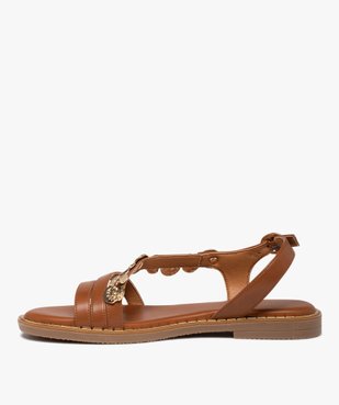 Sandales femme à talon plat avec bijoux métallisés vue3 - GEMO (CASUAL) - GEMO