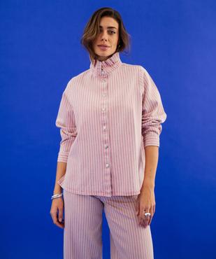 Surchemise en jean rayé à col victorien femme vue3 - GEMO 4G FEMME - GEMO