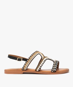 Sandales femme à talon plat ornées de perles et de strass vue1 - GEMO (CASUAL) - GEMO
