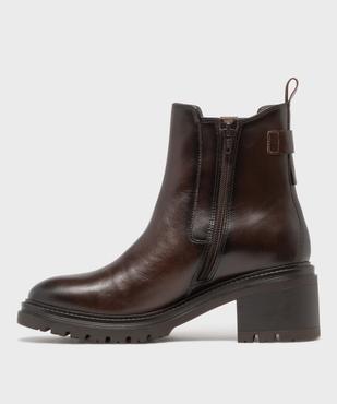 Boots dessus cuir avec semelle crantée femme - Tanéo vue3 - TANEO - GEMO