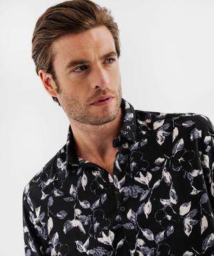 Chemise manches longues coupe droite en coton imprimé homme vue3 - GEMO (HOMME) - GEMO