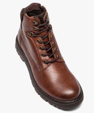 Boots homme unies à semelle crantée fermeture lacets et zip vue5 - GEMO (CASUAL) - GEMO