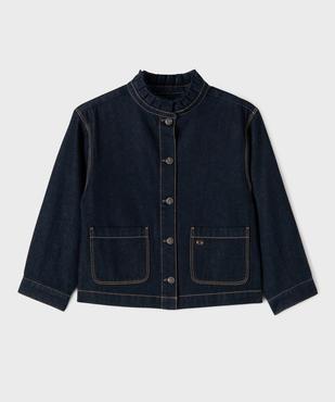 Veste en jean coupe droite avec col froncé fille - LuluCastagnette vue1 - LULU CASTAGNETTE G4G D - GEMO
