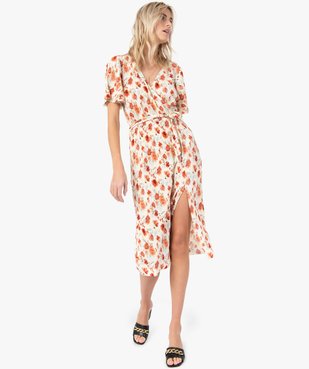 Robe femme imprimée en matière plissée vue1 - GEMO(FEMME PAP) - GEMO