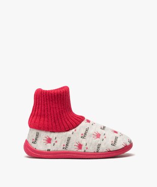 Chaussons fille boots en velours et bord côte vue1 - GEMO 4G FILLE - GEMO
