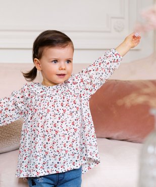 Blouse bébé fille à motifs fleuris et rayures pailletées – Lulu Castagnette vue1 - LULUCASTAGNETTE - GEMO