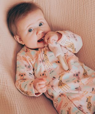 Pyjama dors-bien avec fermeture zippée et motif animaux bébé fille vue1 - GEMO 4G BEBE - GEMO