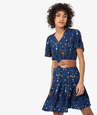 Robe femme imprimée avec large ceinture vue1 - GEMO(FEMME PAP) - GEMO