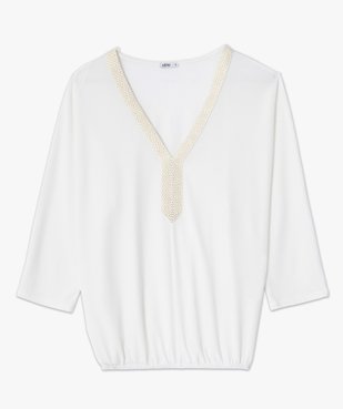 Tee-shirt femme avec col V fantaisie vue4 - GEMO(FEMME PAP) - GEMO