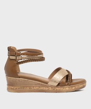 Sandales à talon compensé et talon fermé femme vue1 - EMILIA ROSA - GEMO