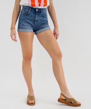 Short en toile denim coupe mom femme vue2 - GEMO 4G FEMME - GEMO