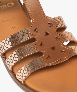 Sandales femme dessus en cuir avec brides fantaisie et bride cheville à boucle vue7 - GEMO (CASUAL) - GEMO