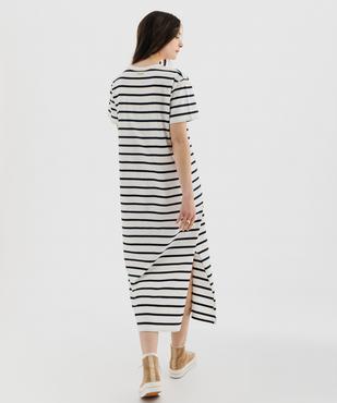 Robe tee-shirt longue à manches courtes rayée femme - LuluCastagnette vue3 - LULU CASTAGNETTE GEMO FOR GOOD - GEMO
