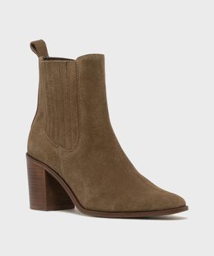 Boots à talon dessus cuir suédé femme - Tanéo vue2 - TANEO - GEMO