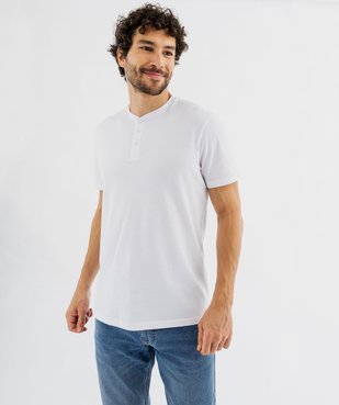 Tee-shirt à manches courtes et col tunisien homme vue1 - GEMO (HOMME) - GEMO