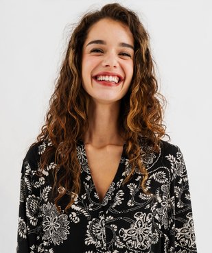 Robe voile à motifs fleuris avec volant dans le bas femme vue2 - GEMO 4G FEMME - GEMO