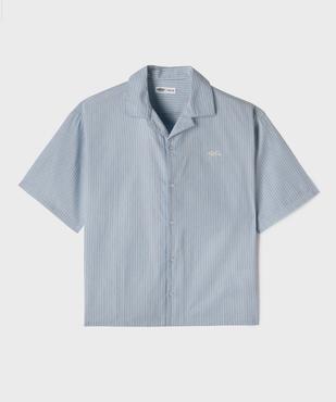 Chemise manches courtes rayée à col cubain garçon vue1 - GEMO (JUNIOR) - GEMO