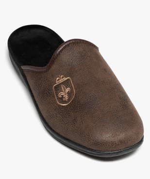 Chaussons homme mules dessus cuir imitation avec fleur de lys vue5 - GEMO(HOMWR HOM) - GEMO