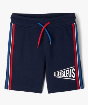 Short en maille avec bandes tricolores garçon - Allez les bleus vue1 - ALLEZ LES BLEUS - GEMO