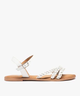 Sandales femme à talon plat et brides tressées en cuir vue1 - GEMO (CASUAL) - GEMO
