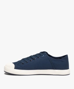 Baskets homme en toile unie à lacets et bout renforcé vue3 - GEMO 4G HOMME - GEMO