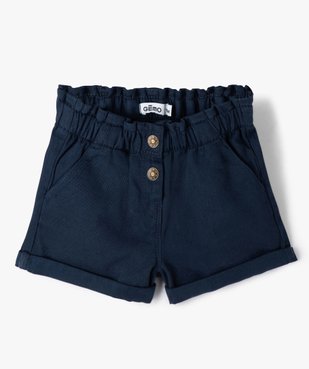 Short bébé fille uni avec ceinture élastiquée vue1 - GEMO(BEBE DEBT) - GEMO