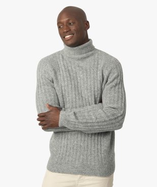 Pull homme en maille côtelée avec col montant vue1 - GEMO (HOMME) - GEMO