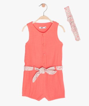 Ensemble bébé fille 2 pièces : combinaison + bandeau vue1 - GEMO (ENFANT) - GEMO