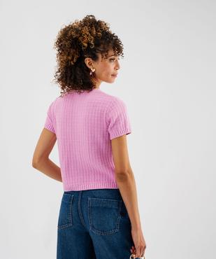 Pull manches courtes en maille fantaisie à boutons femme vue3 - GEMO(FEMME PAP) - GEMO
