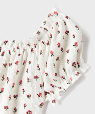 Tee-shirt manches courtes à motifs fleuris finitions froncées fille vue2 - GEMO (JUNIOR) - GEMO