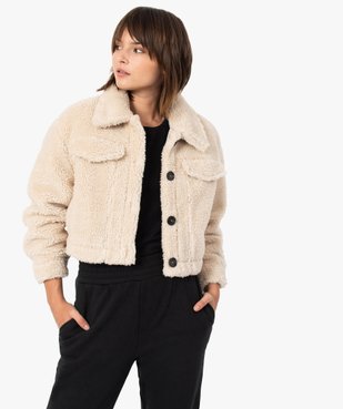 Blouson femme court en sherpa vue2 - GEMO(FEMME PAP) - GEMO