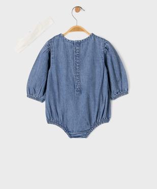 Ensemble 2 pièces combishort en jean et bandeau bébé fille - LuluCastagnette vue4 - LULUCASTAGNETTE - GEMO