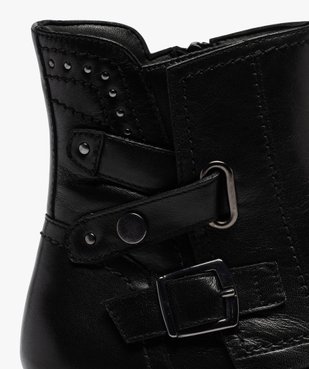 Boots femme à talon plat style motard unis fermeture zippée vue6 - GEMO (CASUAL) - GEMO