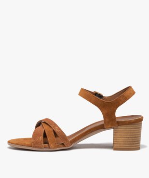 Sandales femme à talon dessus cuir retourné - Tanéo vue3 - TANEO - GEMO