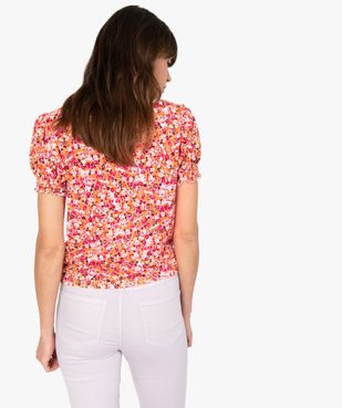 Tee-shirt femme imprimé à manches froncées vue3 - GEMO(FEMME PAP) - GEMO
