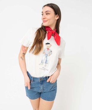Tee-shirt femme avec motif sur le buste - LuluCastagnette vue1 - LULUCASTAGNETTE - GEMO