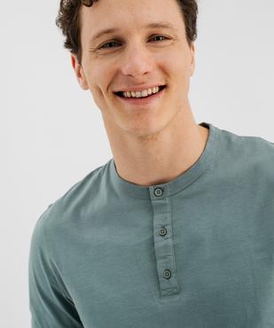 Tee-shirt manches courtes col tunisien en jersey de coton homme vue2 - GEMO 4G HOMME - GEMO