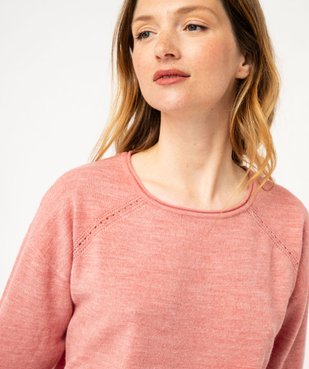 Pull fin à col rond finitions roulottée femme vue2 - GEMO(FEMME PAP) - GEMO