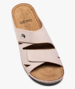 Mules femme confort unies dessus cuir à brides scratch  vue5 - G'FLEX - GEMO