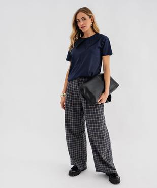 Tee-shirt manches courtes avec grand col brodé femme vue4 - GEMO(FEMME PAP) - GEMO