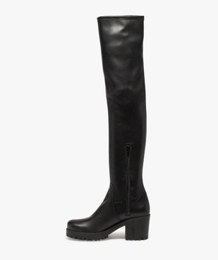 Bottes femme cuissardes unies à talon carré et semelle crantée vue3 - GEMO(URBAIN) - GEMO