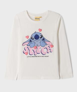 Tee-shirt manches longues en jersey de coton imprimé fille - Stitch vue1 - LILO & STITCH - GEMO